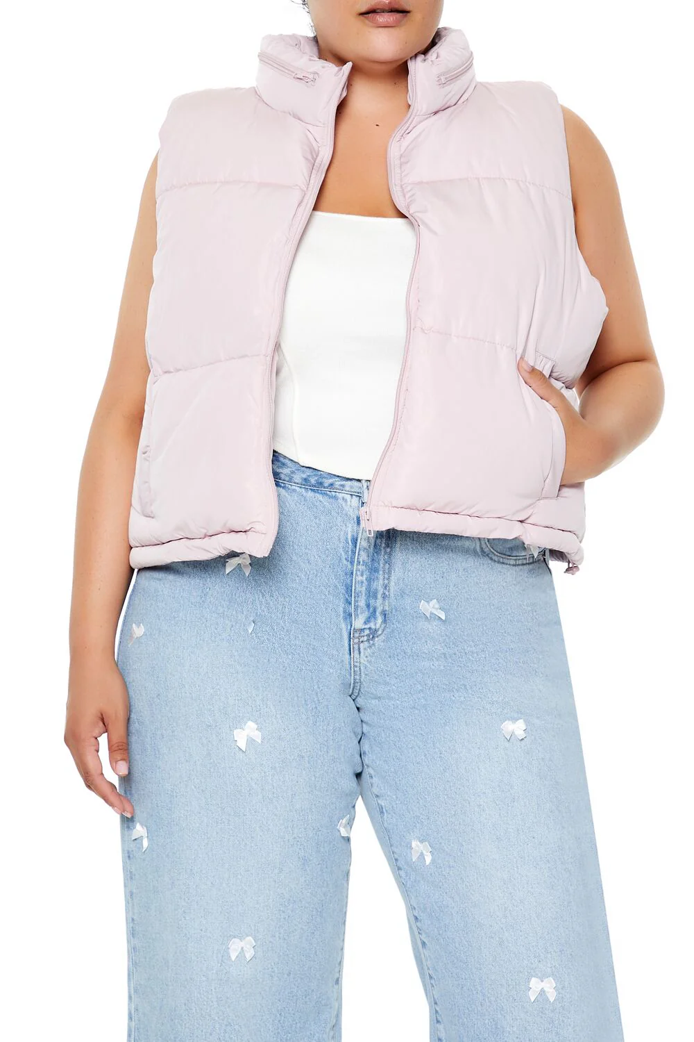 Plus Size Cropped Puffer Vest - Image 6