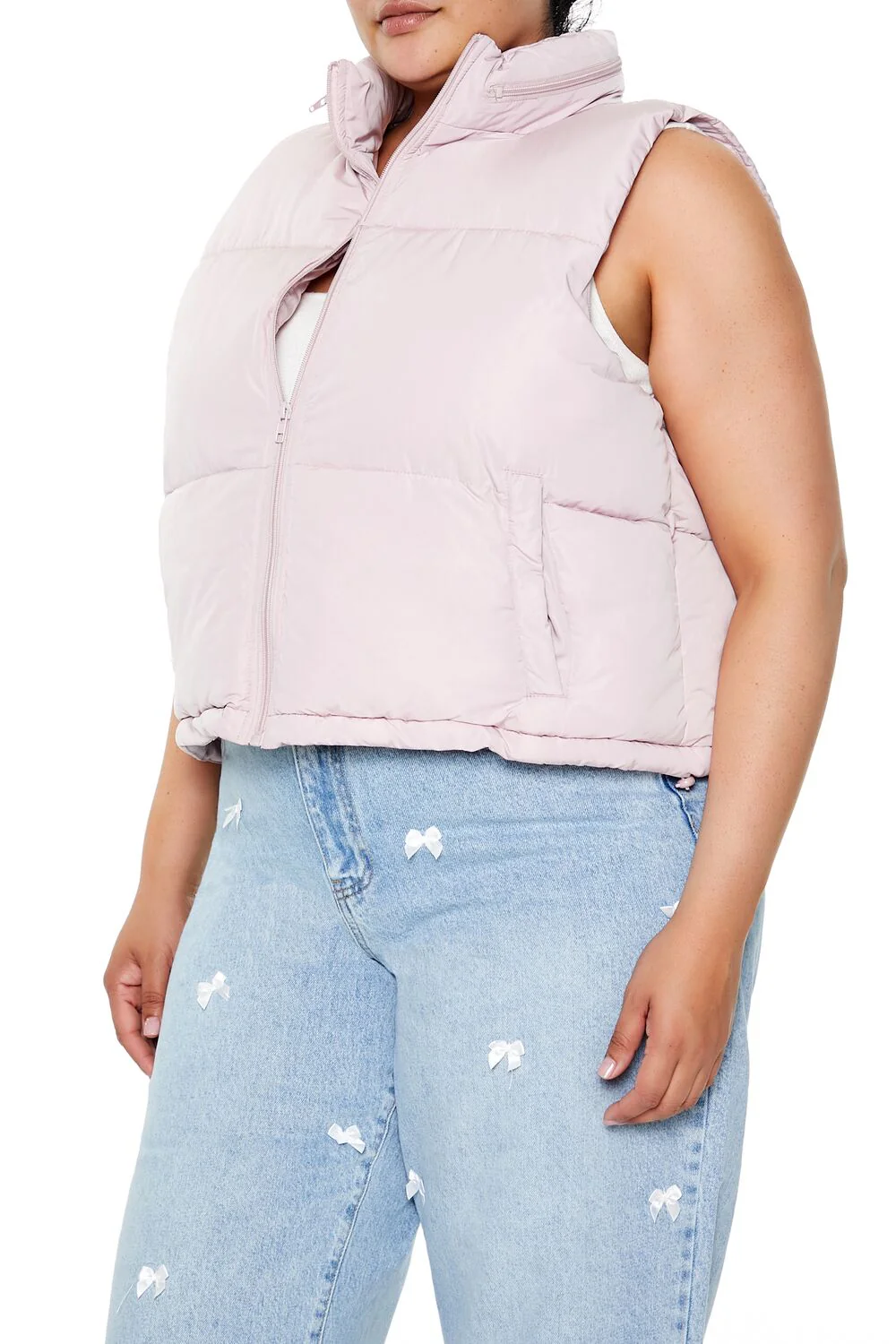 Plus Size Cropped Puffer Vest - Image 9