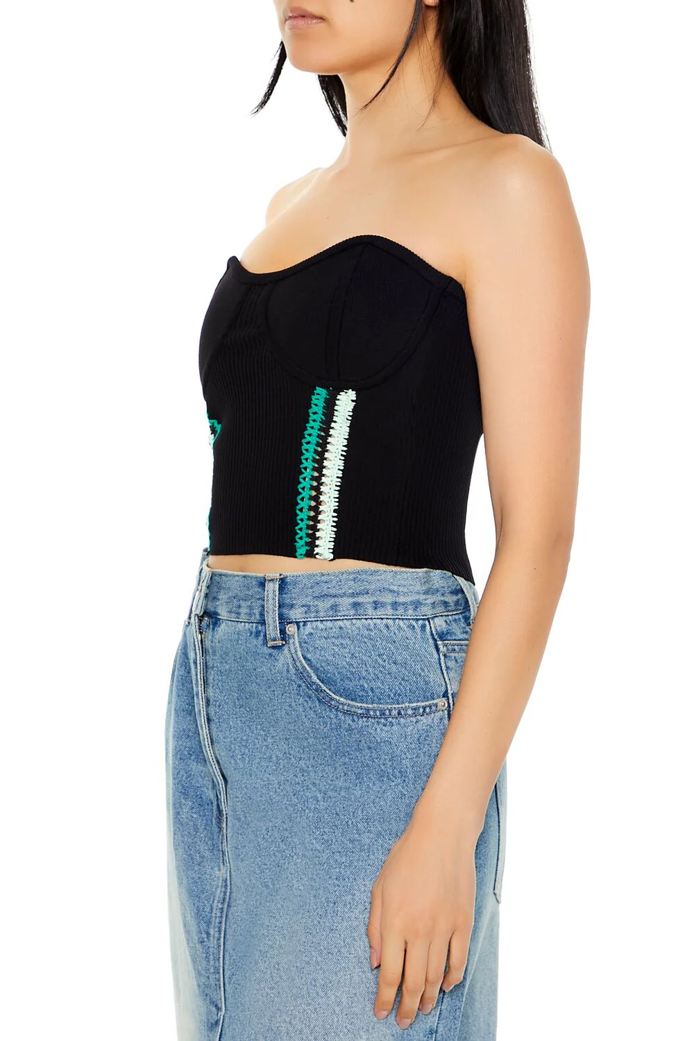Embroidered Sweater-Knit Tube Top - Image 4