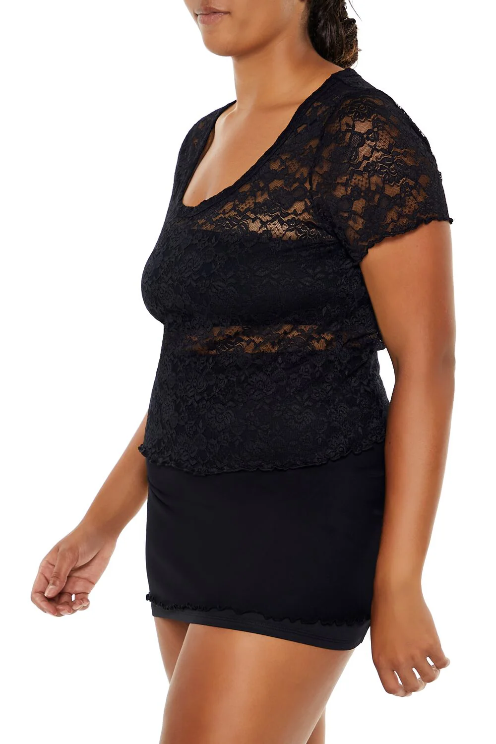 Plus Size Sheer Lace Tee - Image 4