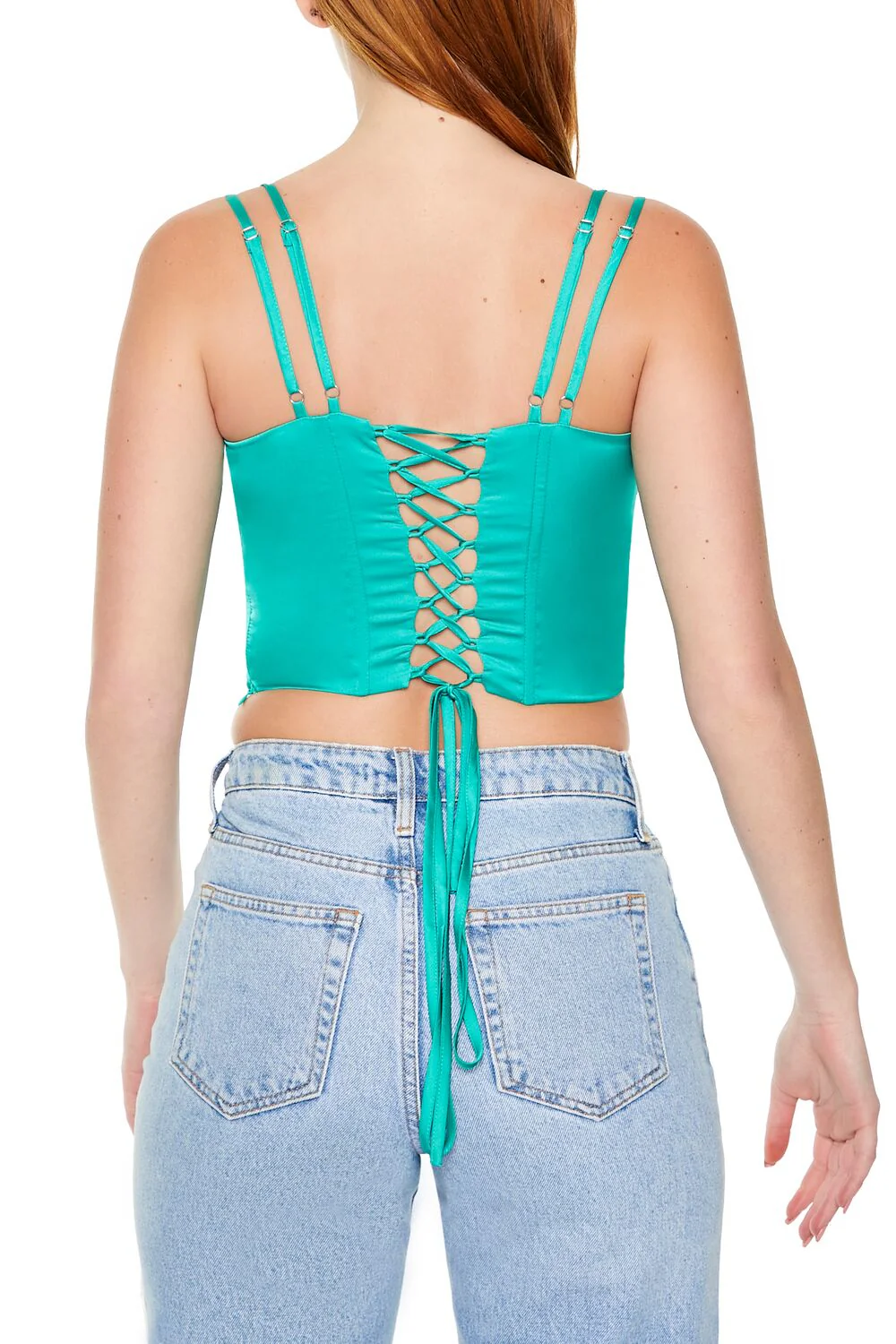 Satin Lace-Up Cropped Cami - Image 5