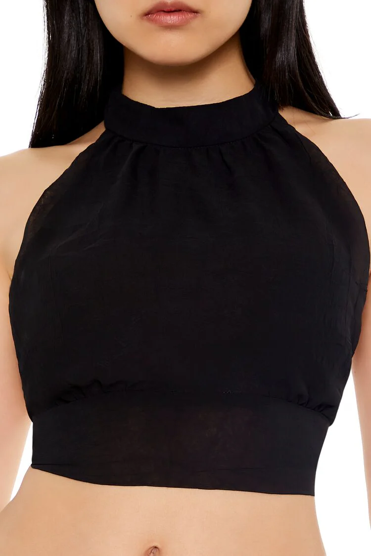 Chiffon Halter Crop Top - Image 3