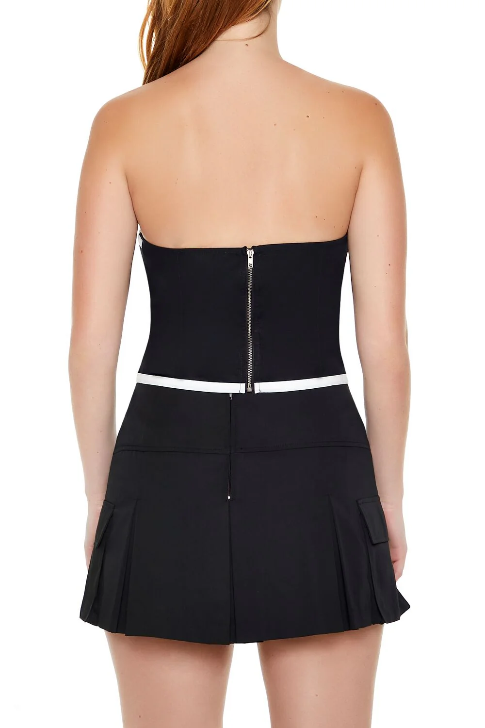 Colorblock Lace-Up Tube Crop Top - Image 5