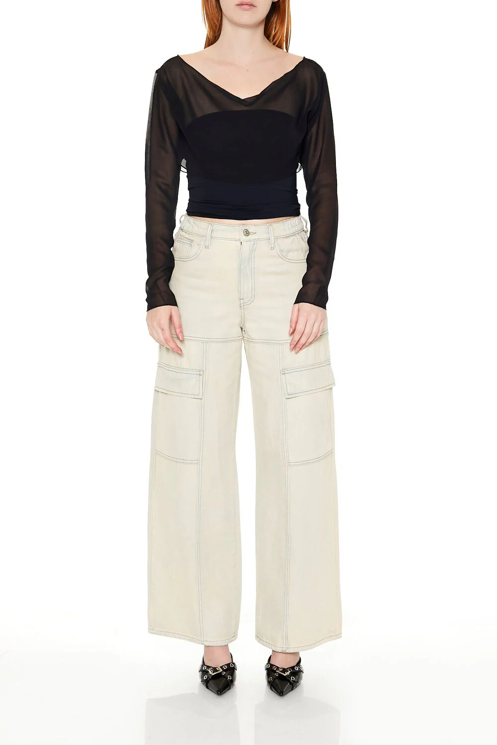 Sheer Chiffon Crop Top - Image 2