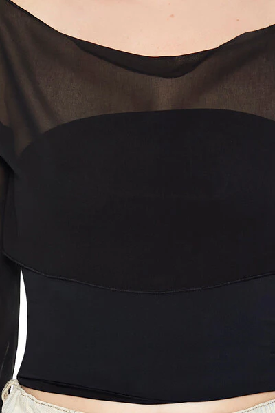 Sheer Chiffon Crop Top - Image 3