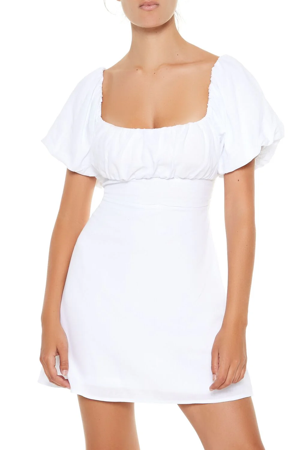 Lace-Up Puff-Sleeve Mini Dress - Image 2
