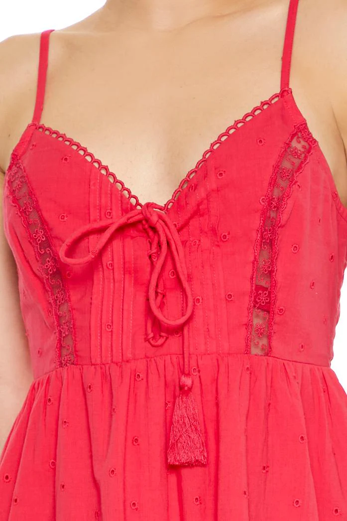 Eyelet Bow Tassel Mini Dress - Image 12