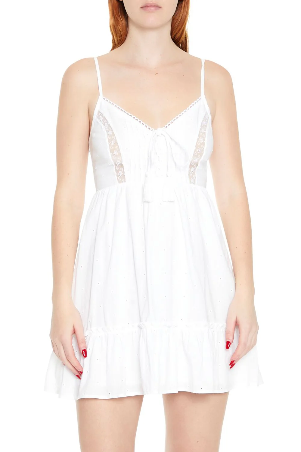 Eyelet Bow Tassel Mini Dress - Image 2