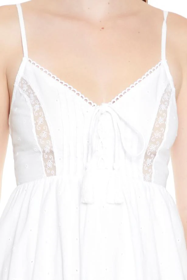 Eyelet Bow Tassel Mini Dress - Image 6