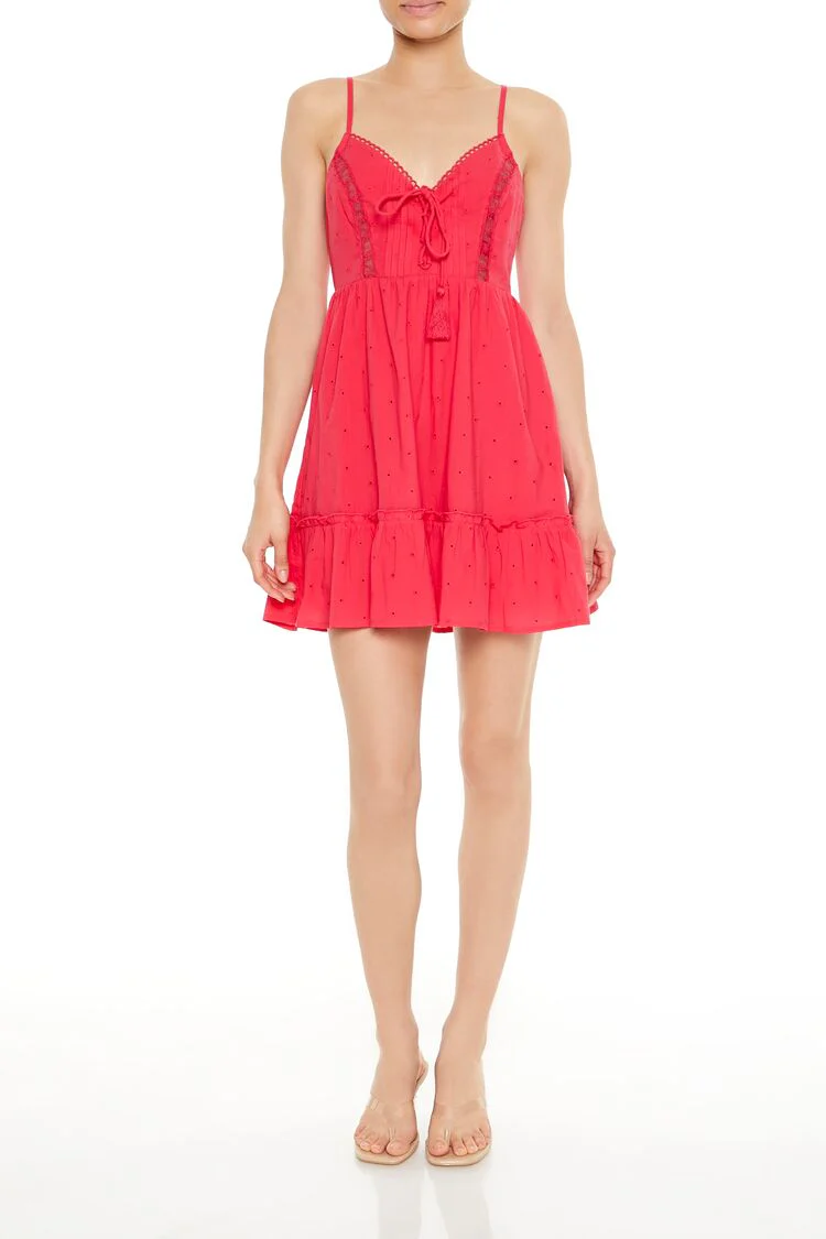 Eyelet Bow Tassel Mini Dress - Image 7