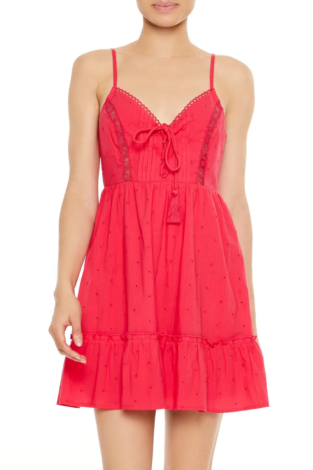 Eyelet Bow Tassel Mini Dress - Image 8