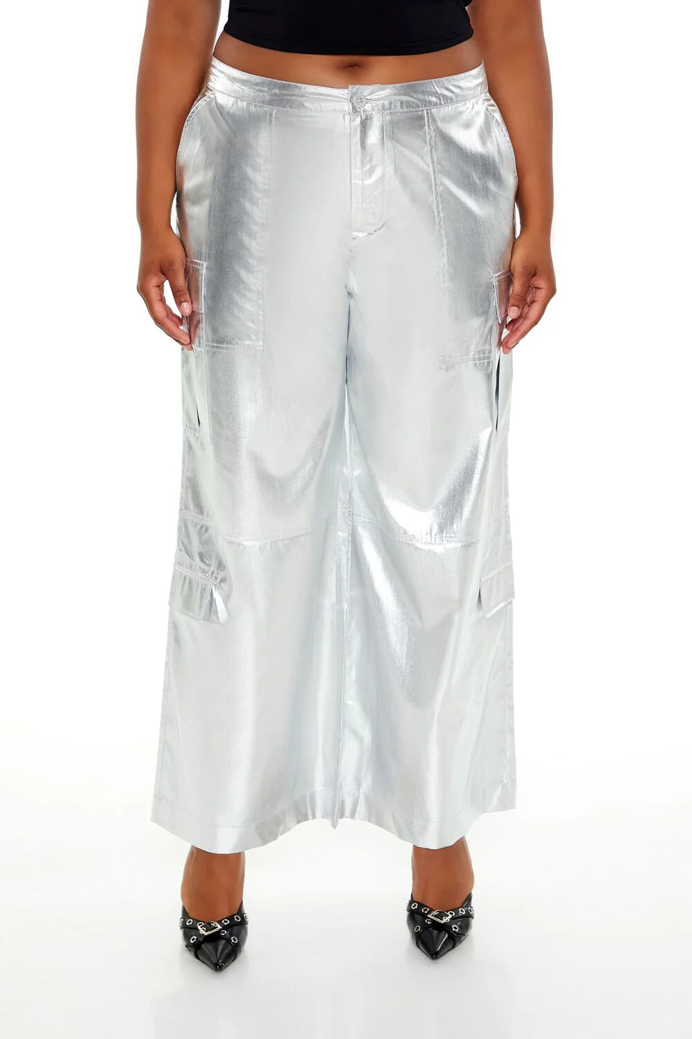 Plus Size Metallic Cargo Pants - Image 2
