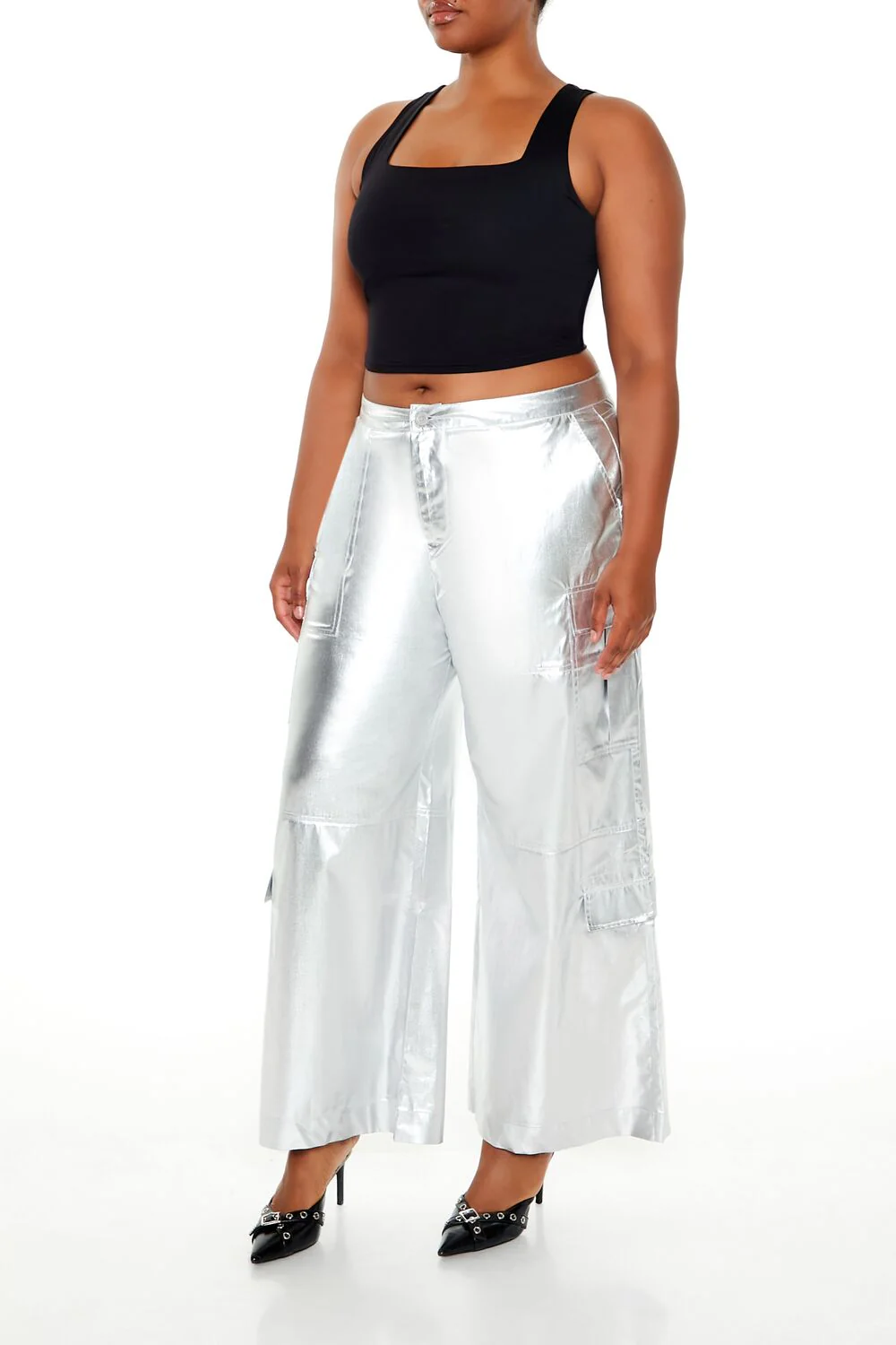 Plus Size Metallic Cargo Pants - Image 3