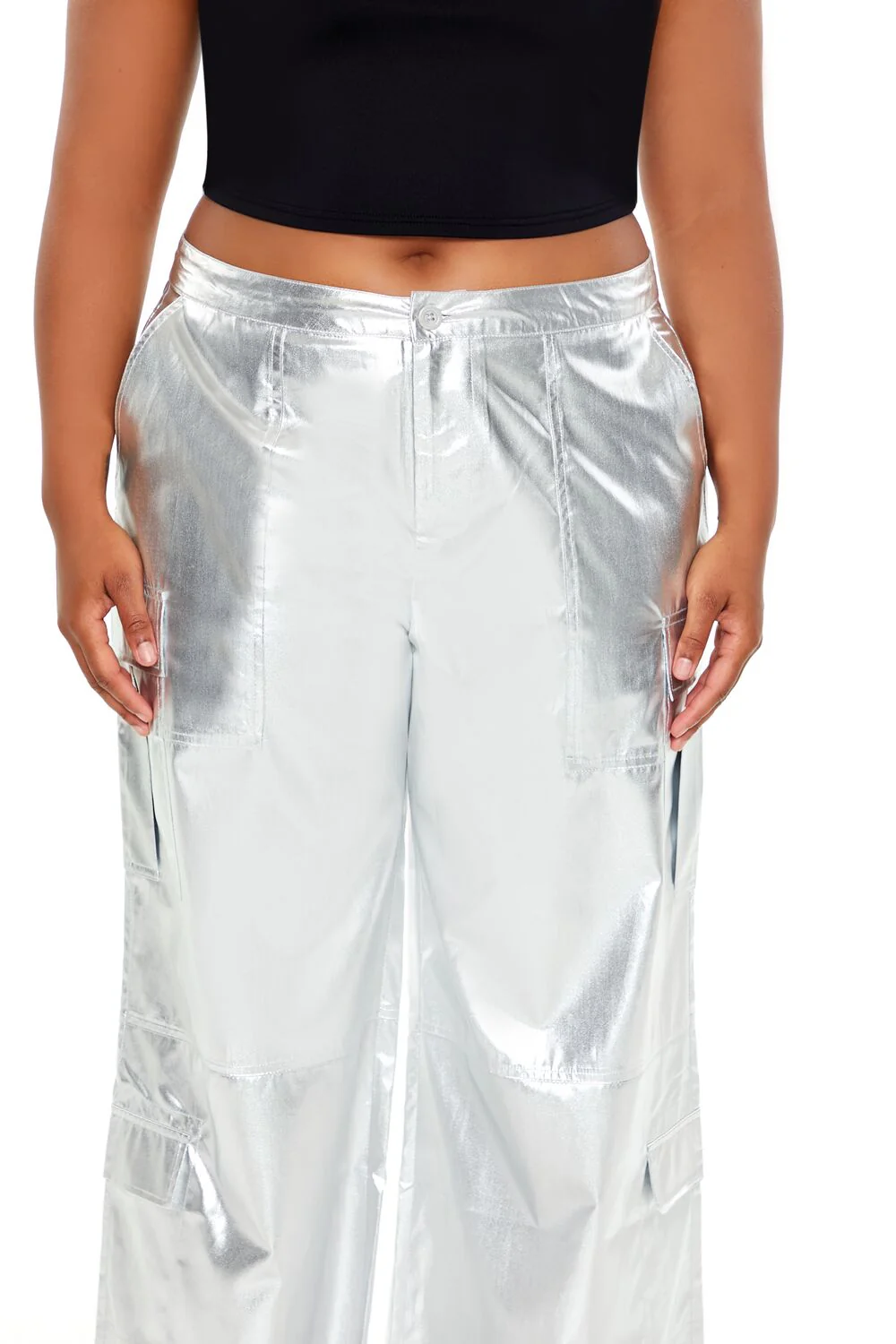 Plus Size Metallic Cargo Pants - Image 5