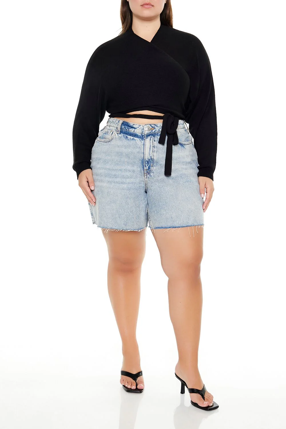 Plus Size Sweater-Knit Wrap Top - Image 2