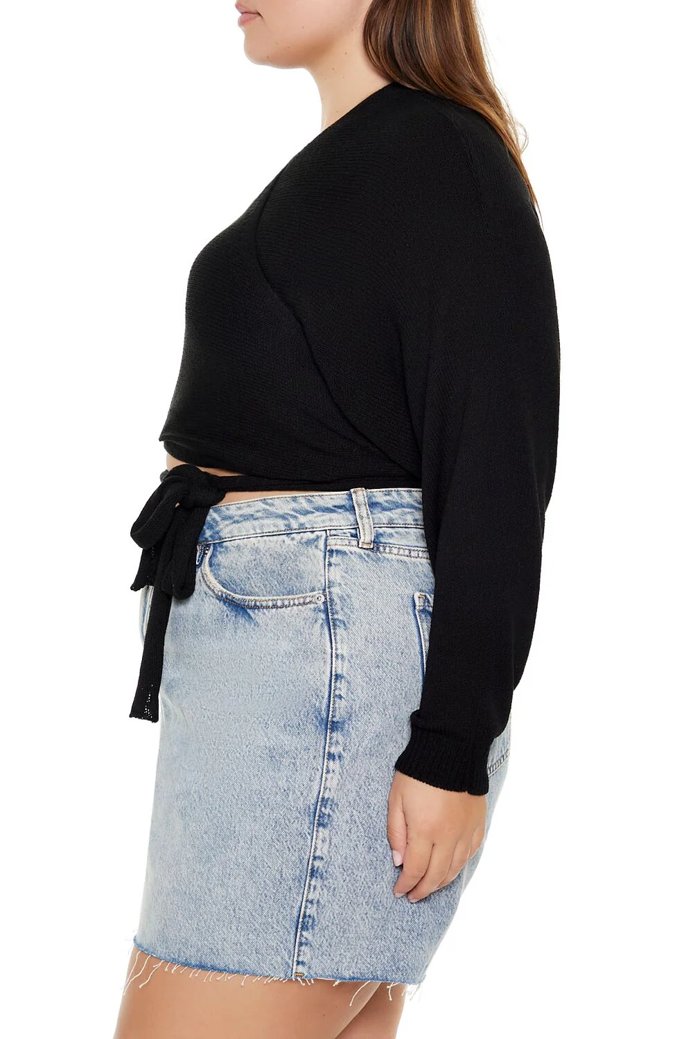 Plus Size Sweater-Knit Wrap Top - Image 4