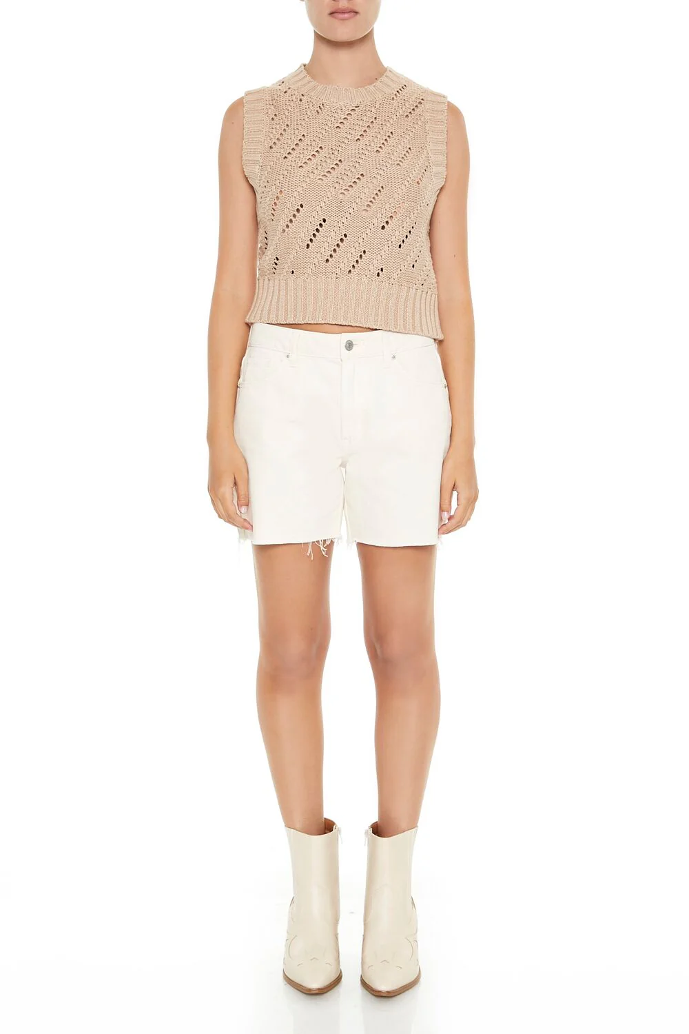 Pointelle Knit Sweater Vest - Image 2
