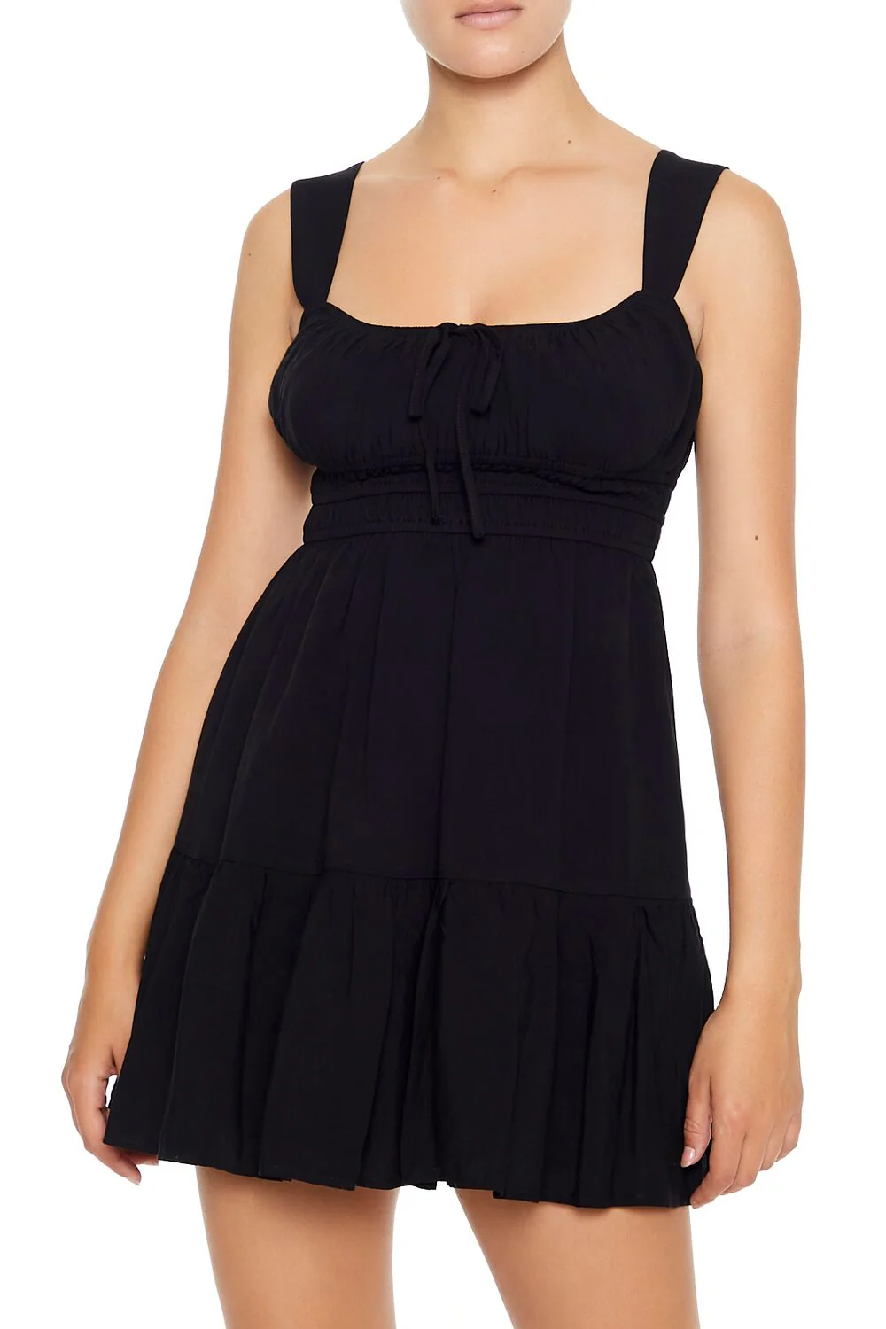 Shirred Bow Flounce Mini Dress - Image 4