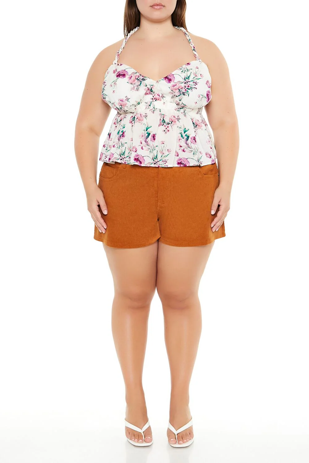 Plus Size Floral Print T-Back Cami - Image 2