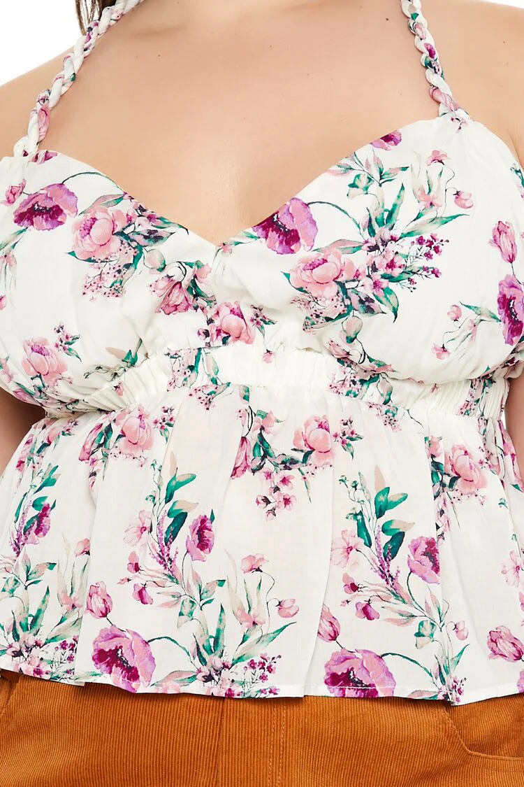 Plus Size Floral Print T-Back Cami - Image 3