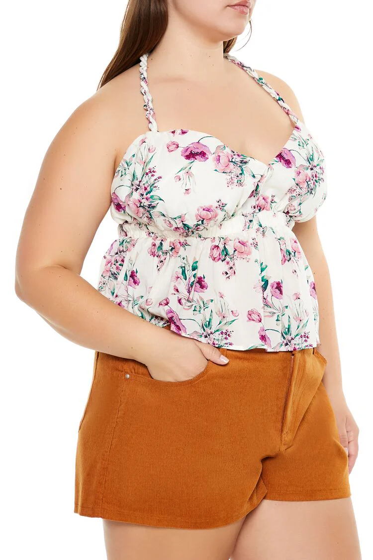 Plus Size Floral Print T-Back Cami - Image 4