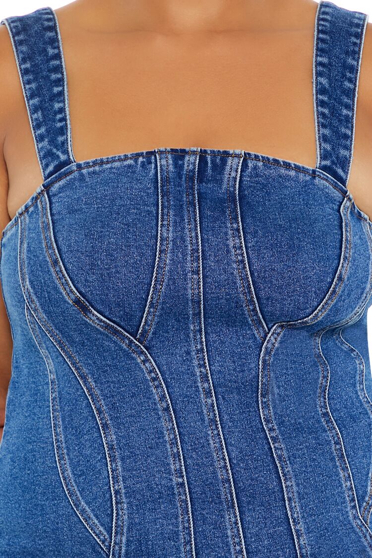 Plus Size Seamed Denim Mini Dress - Image 5