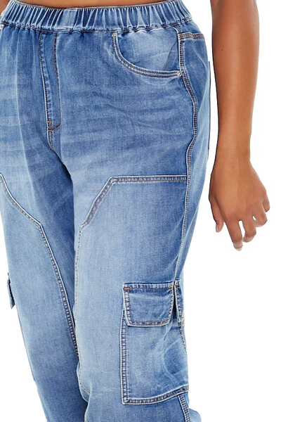 Plus Size Denim Cargo Joggers - Image 5