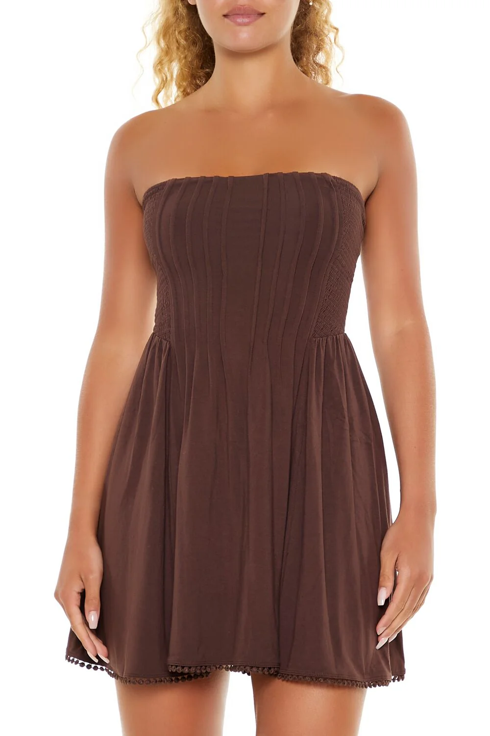 Pom Pom Strapless Mini Dress - Image 2