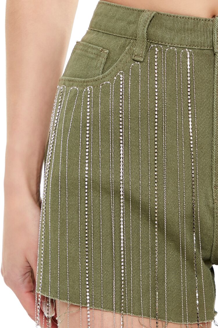 Rhinestone Fringe Denim Shorts - Image 6