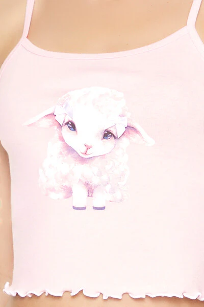 Lamb Graphic Cropped Cami - Image 5