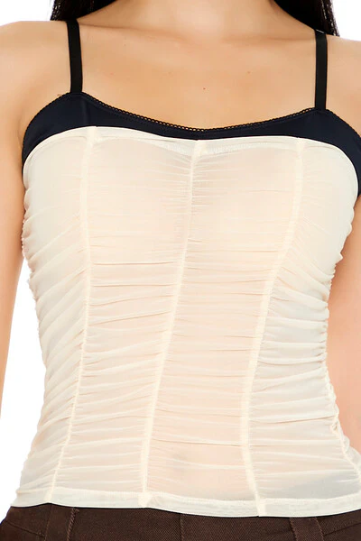 Ruched Mesh Colorblock Cami - Image 3