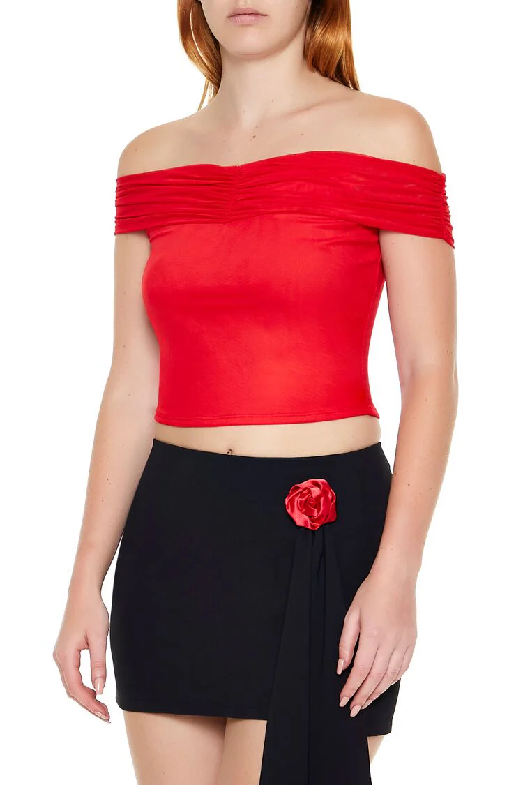 Mesh Off-the-Shoulder Crop Top - Image 9