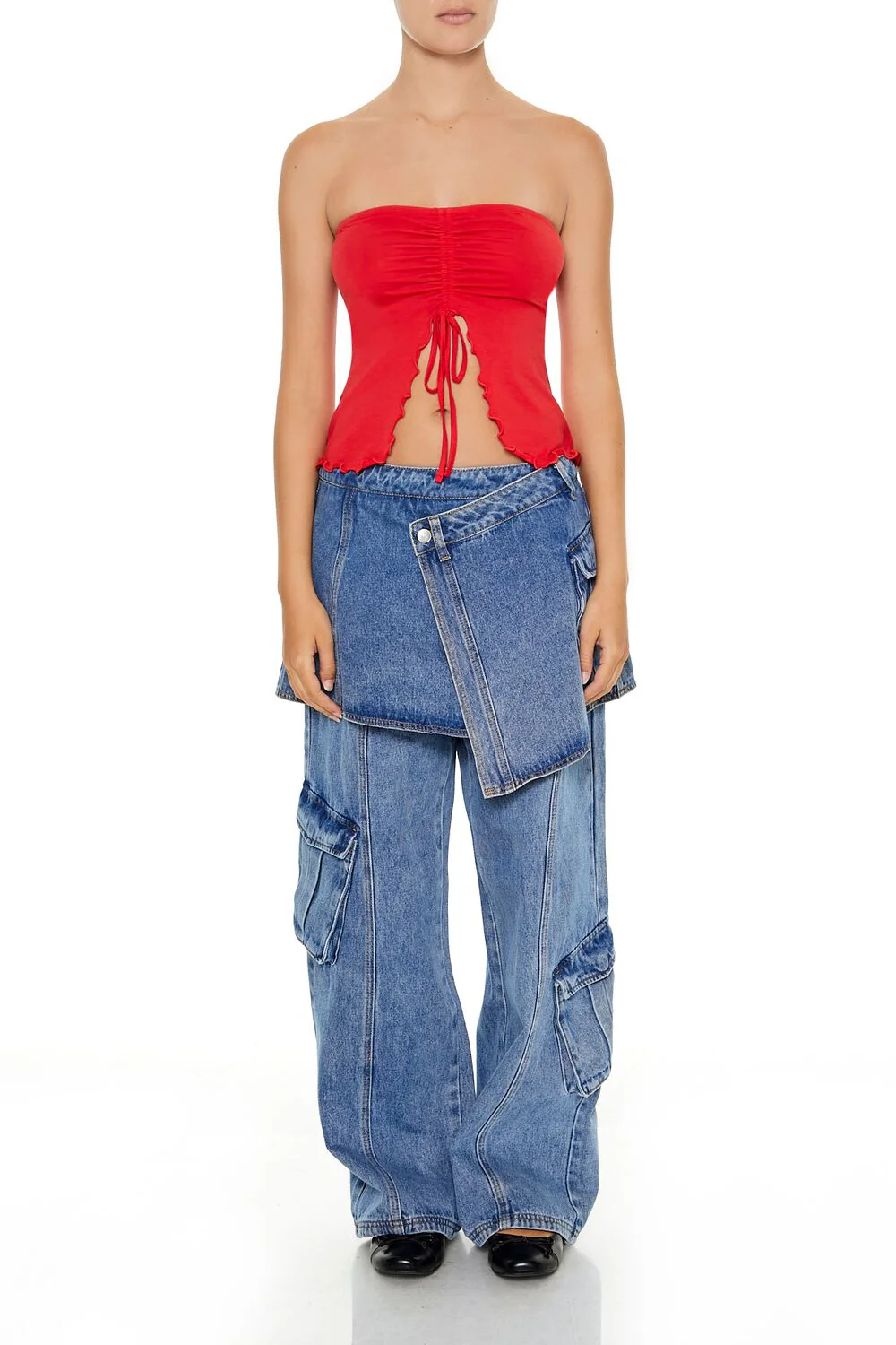 Lettuce-Edge Split-Hem Tube Top - Image 2