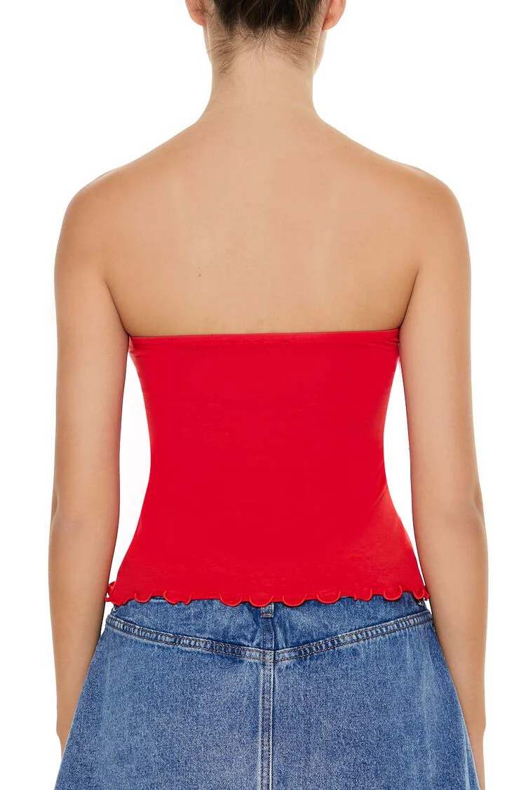 Lettuce-Edge Split-Hem Tube Top - Image 5