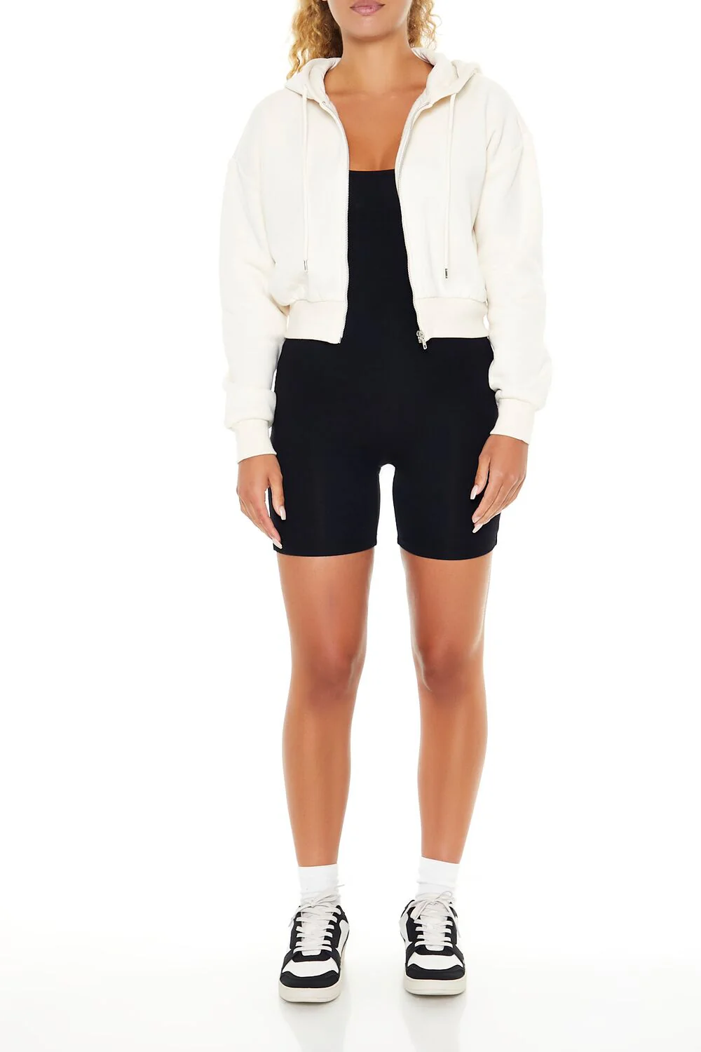 Cropped Fleece Zip-Up Hoodie - Image 2