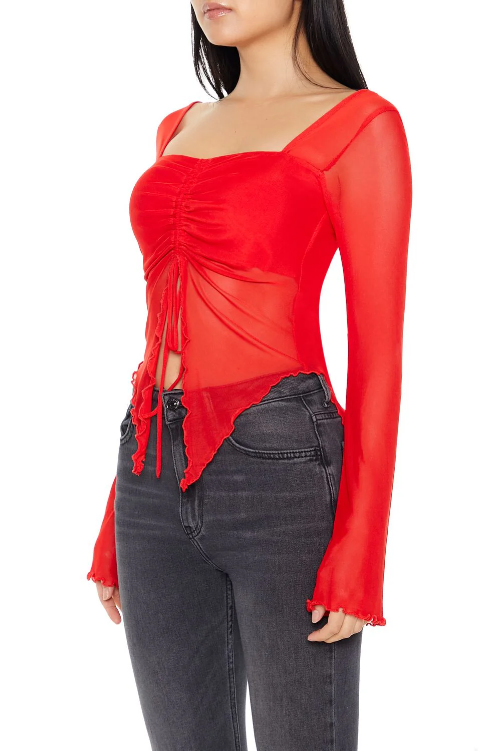 Sheer Split-Hem Top - Image 7
