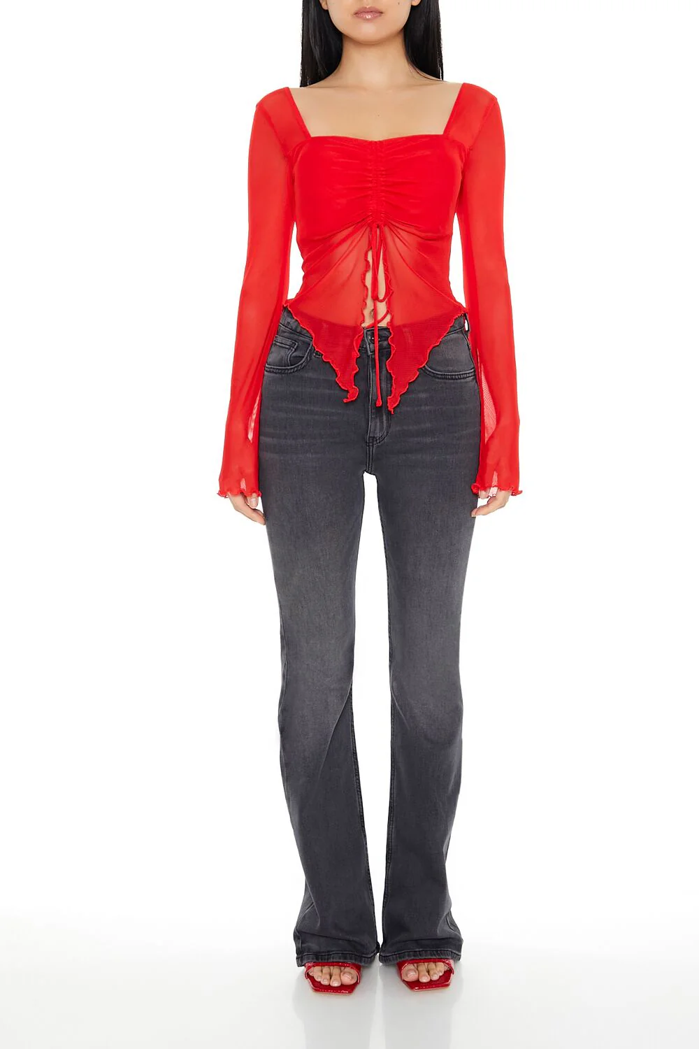 Sheer Split-Hem Top - Image 9