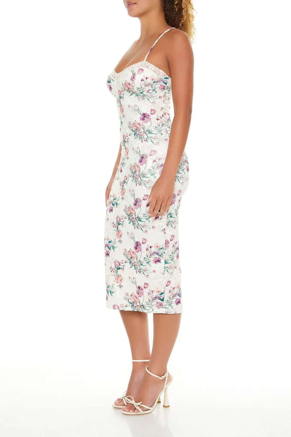 Floral Print Lace Midi Dress - Image 3
