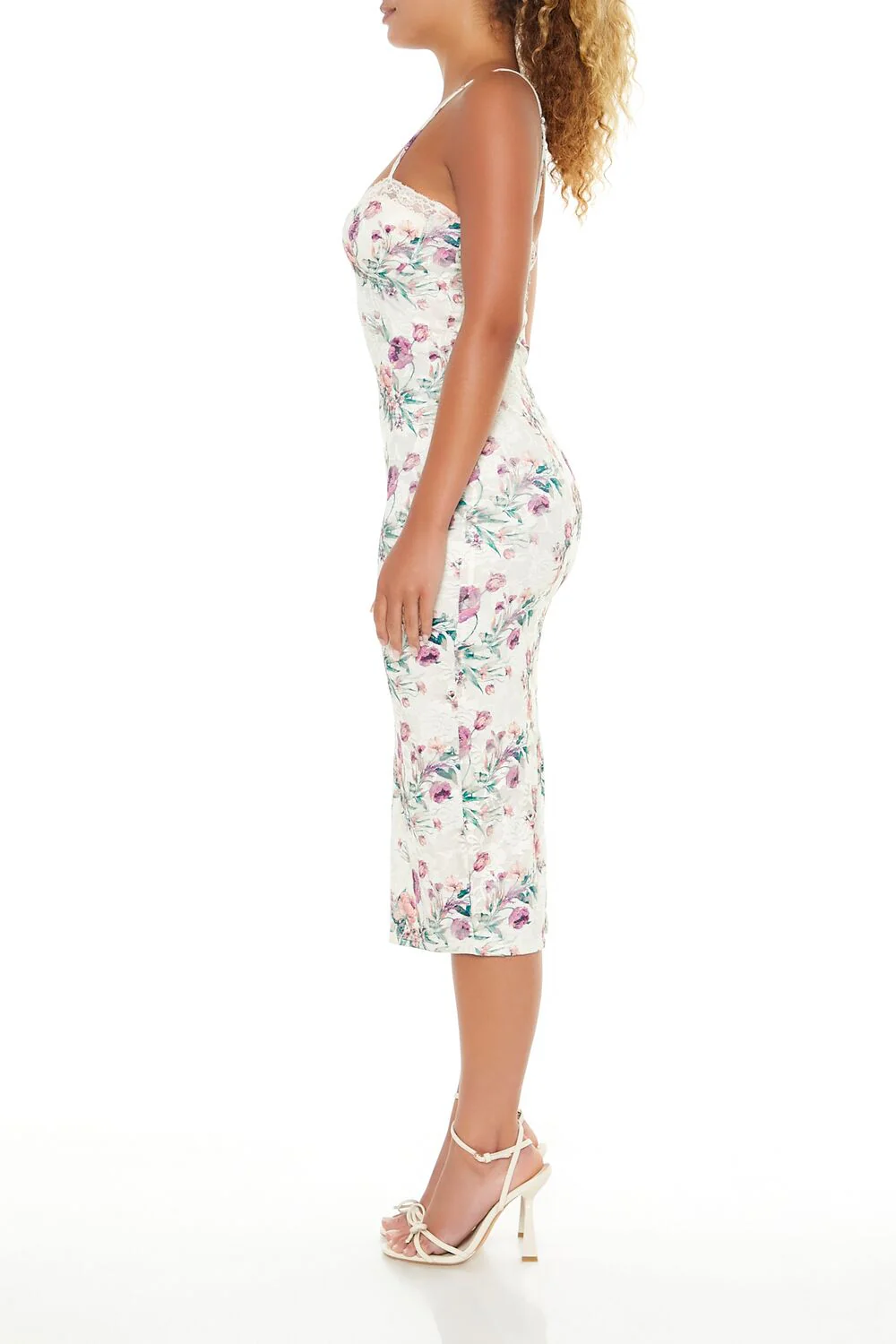 Floral Print Lace Midi Dress - Image 4