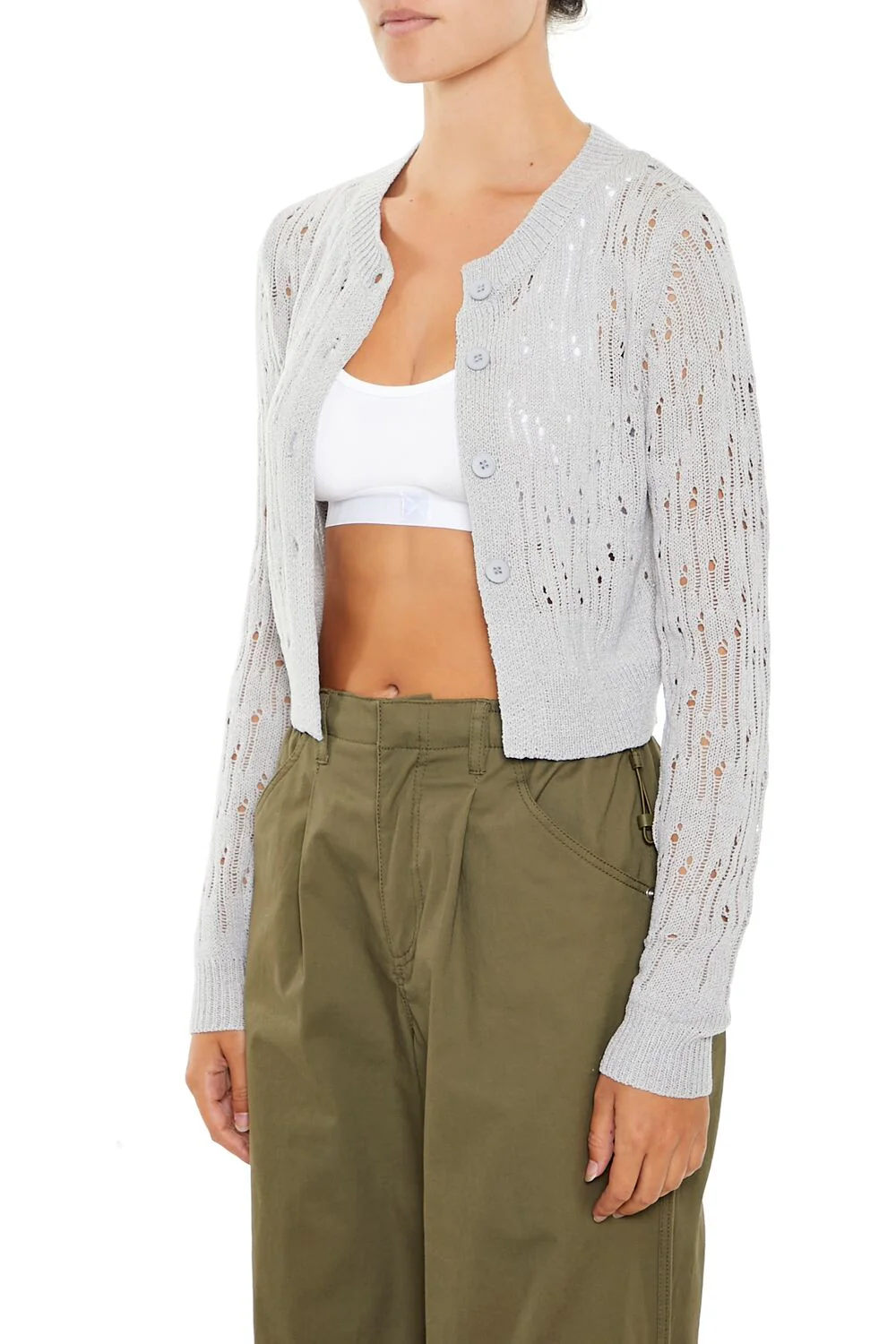 Open-Knit Cardigan Sweater - Image 10