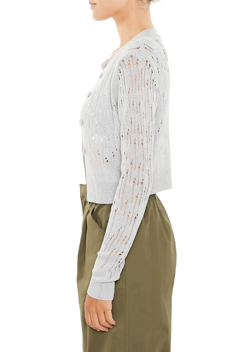 Open-Knit Cardigan Sweater - Image 11