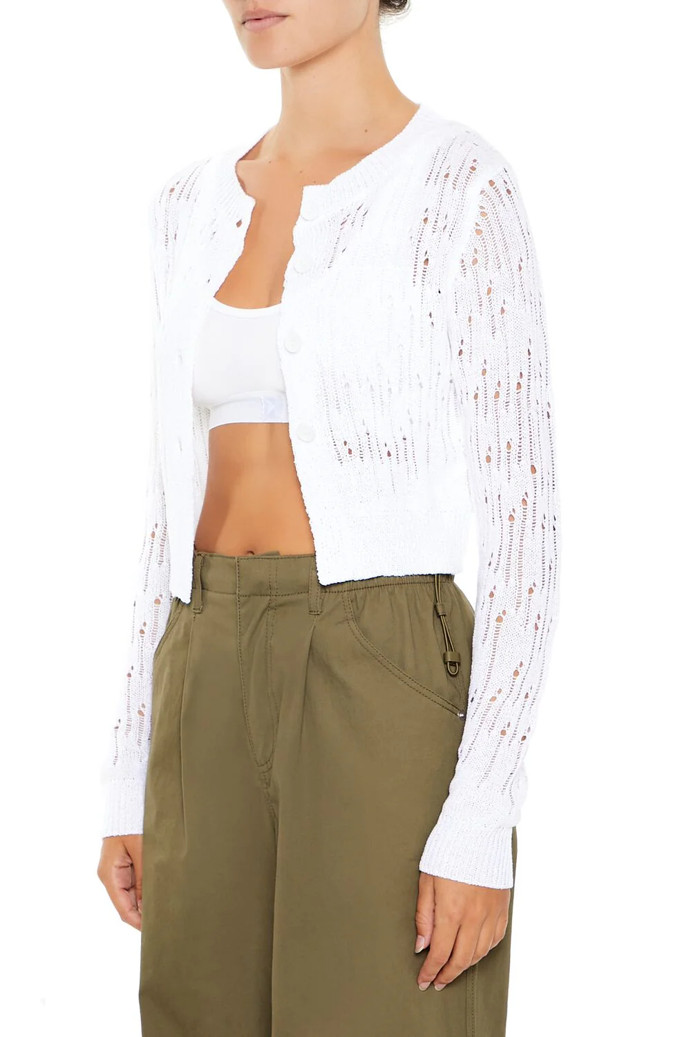 Open-Knit Cardigan Sweater - Image 4