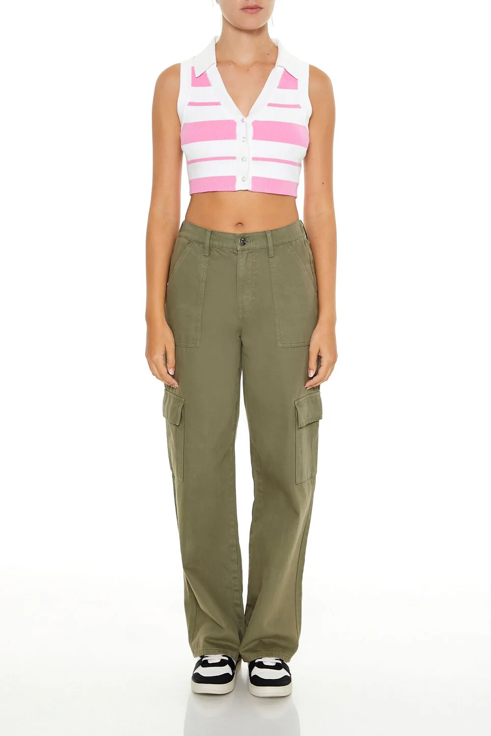 Cropped Stripe Sweater Vest - Image 2