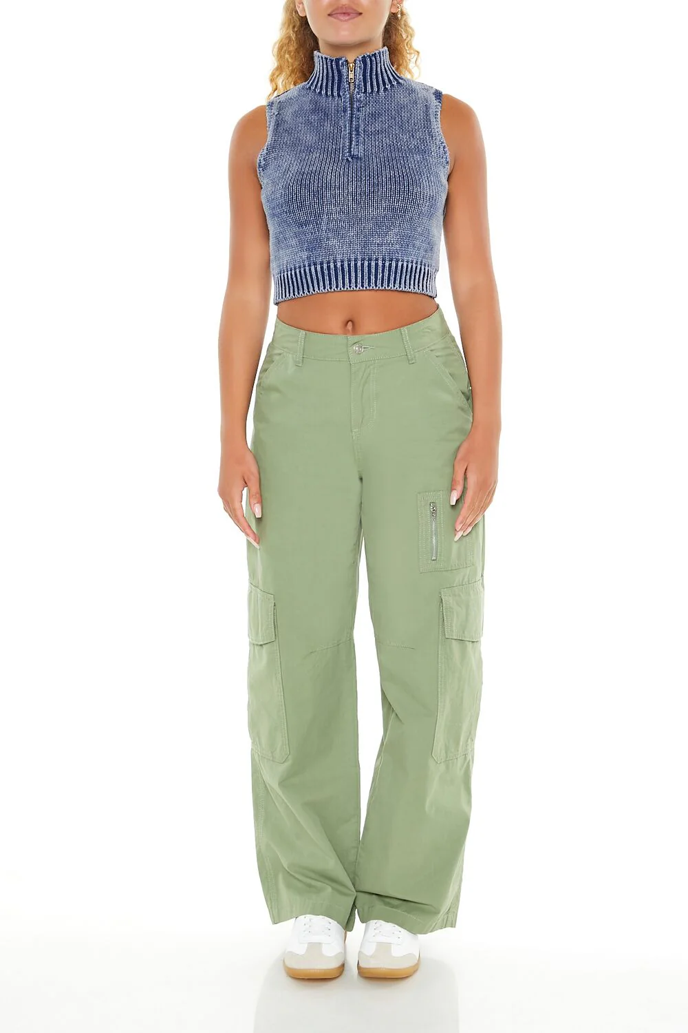Cropped Half-Zip Sweater Vest - Image 2