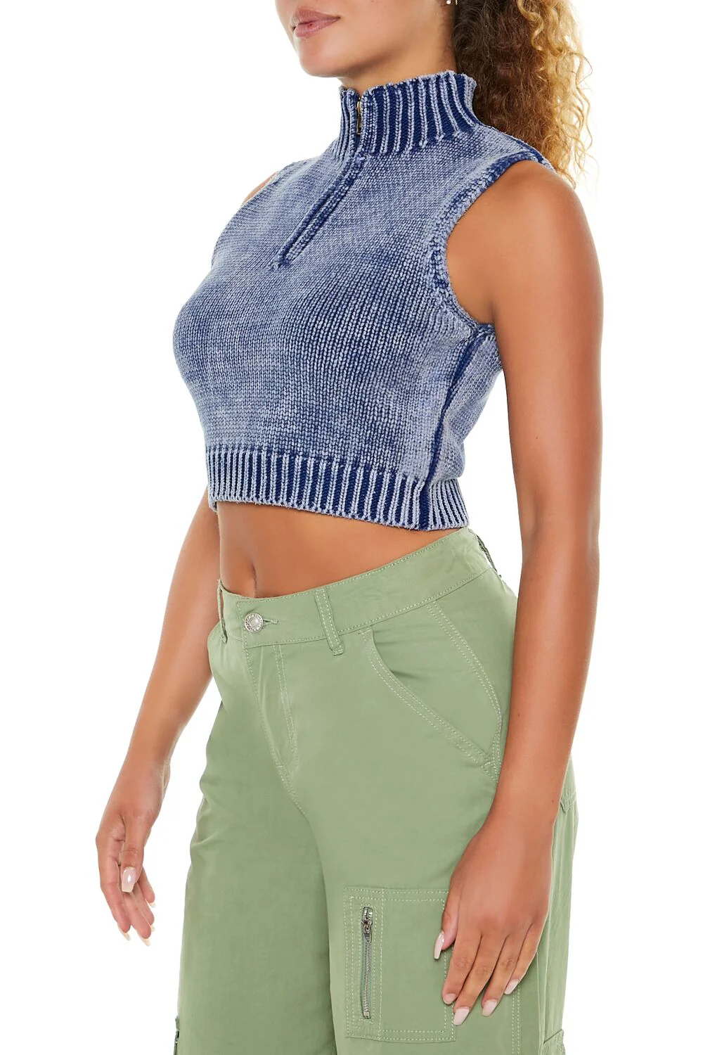 Cropped Half-Zip Sweater Vest - Image 4