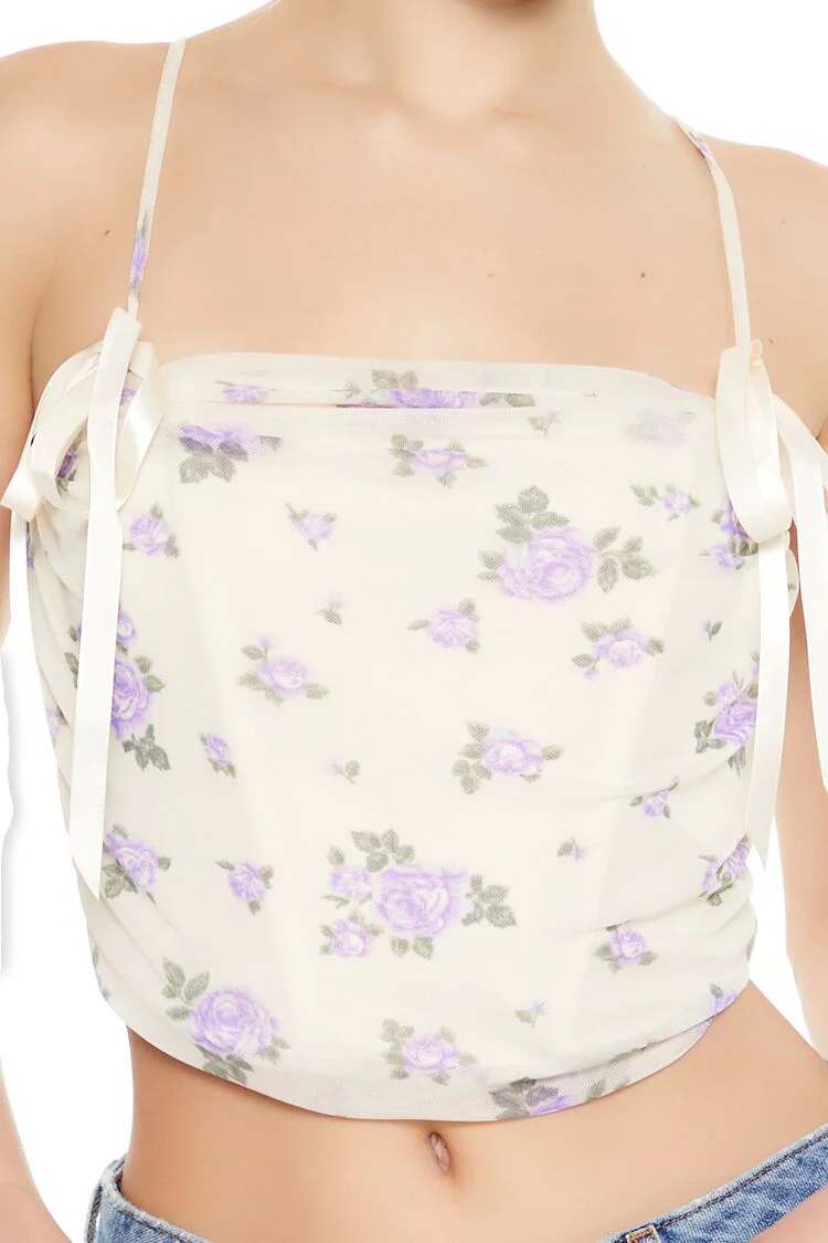 Floral Mesh Bow Cami - Image 3