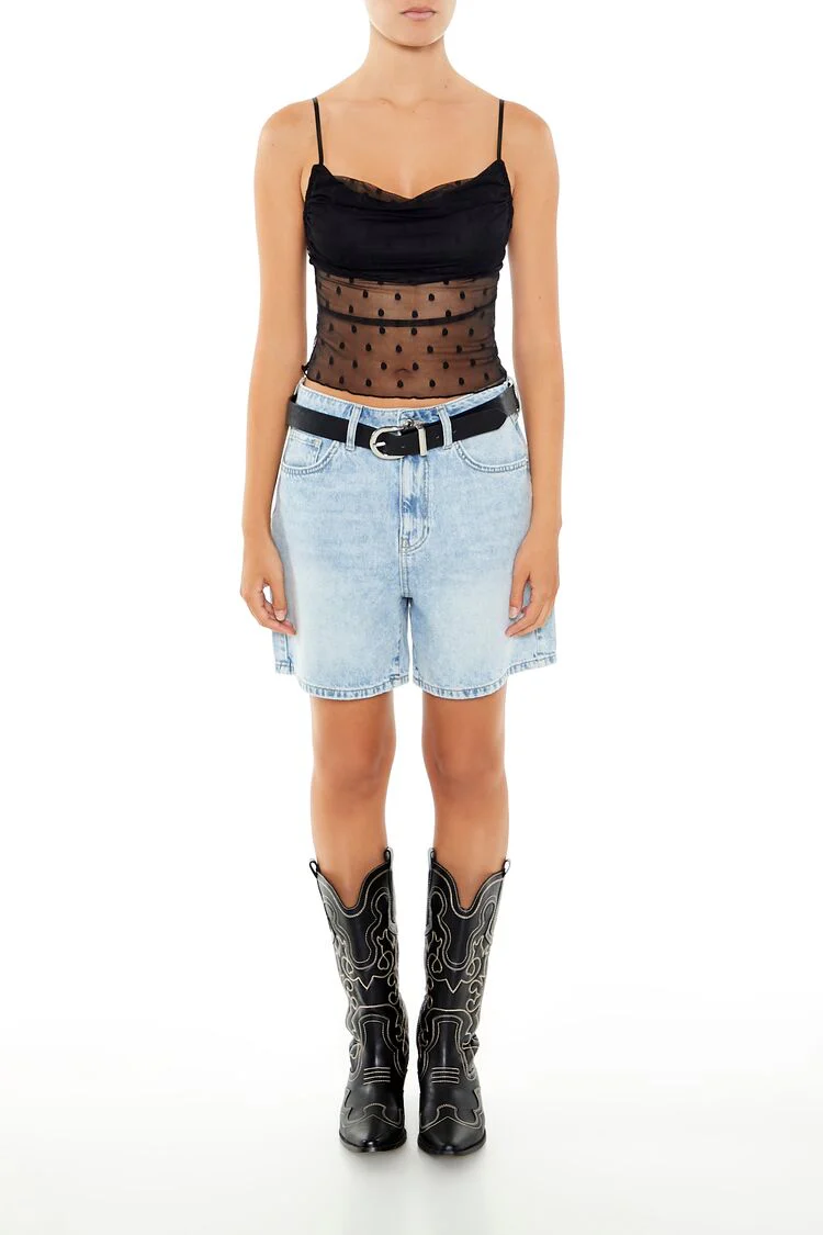 Ruched Polka Dot Mesh Cami - Image 2