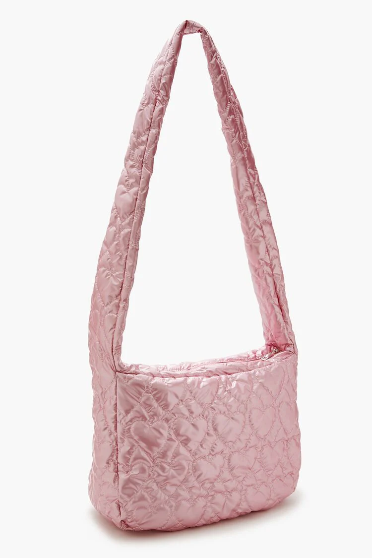 Metallic Heart-Quilted Shoulder Bag - Image 2