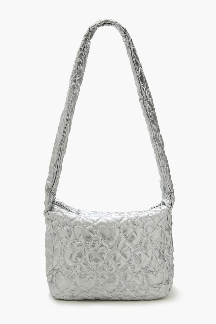 Metallic Heart-Quilted Shoulder Bag - Image 5