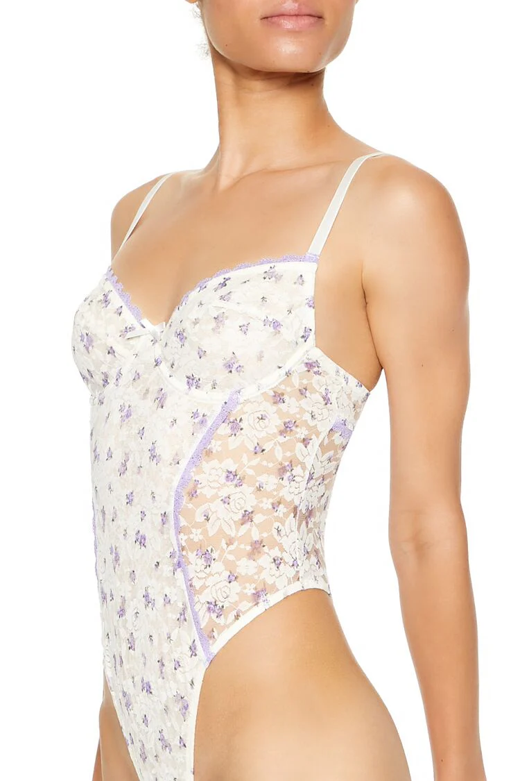 Lace Floral Lingerie Bodysuit - Image 2